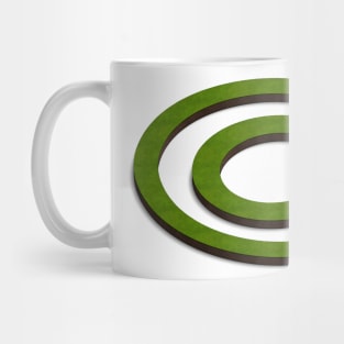 3d map in the shape of a (C) copyright symbol. Mug